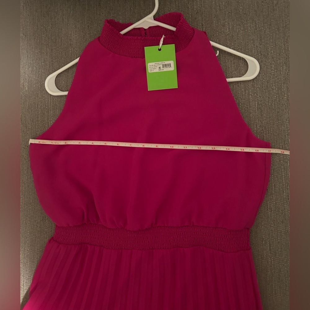 Sam Edelman Fuchsia Pleated Midi Dress - Picture 4 of 7